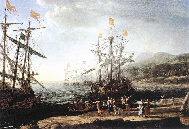 Claude Lorrain Marine with the Trojans Burning their Boats dfg Norge oil painting art